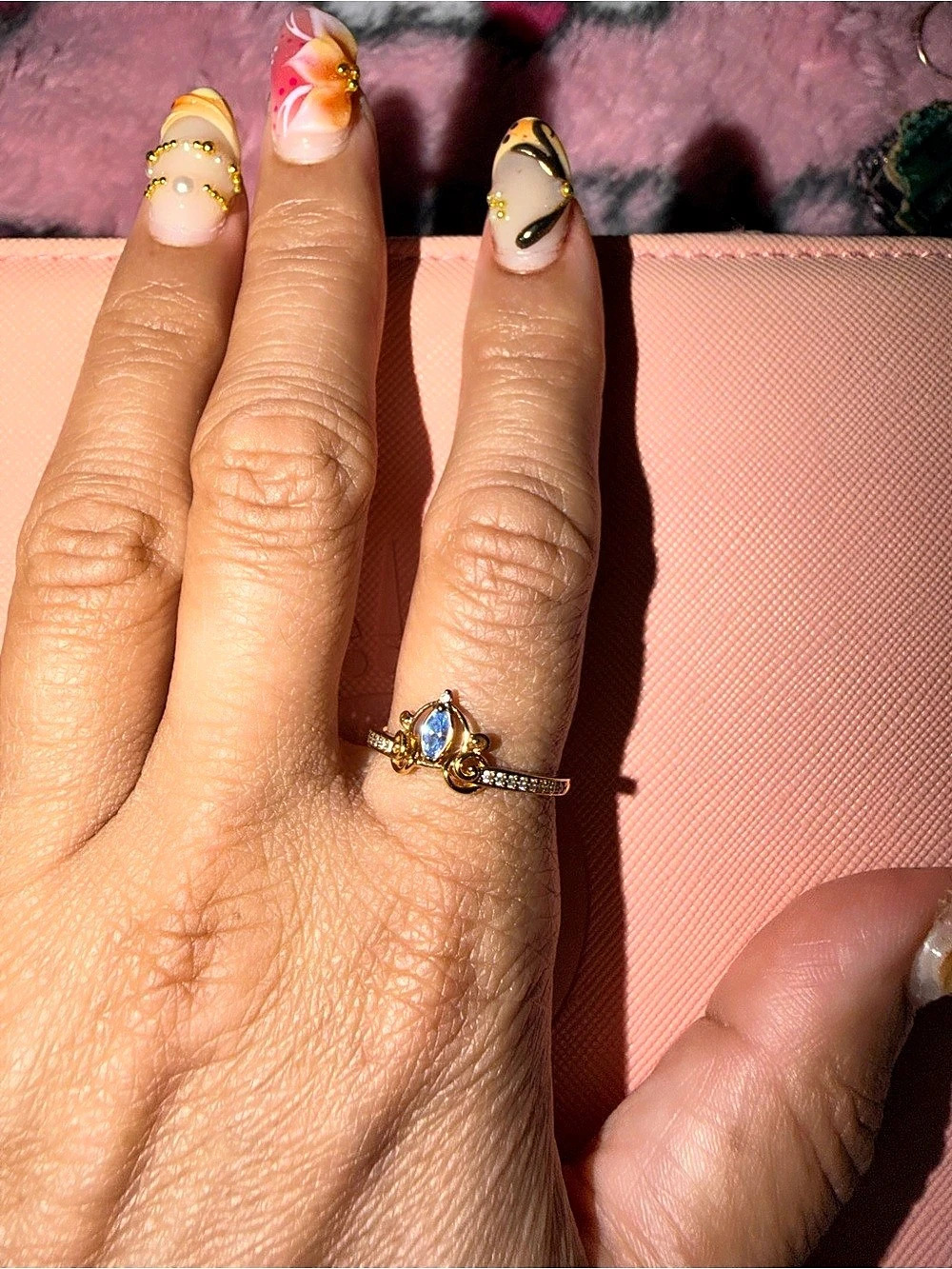 Pandora Disney Cinderella's Carriage Ring Blue Gemstone Ring